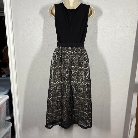 NEW! VFShow Lace Midi Dress Sleeveless Lace Midi Date Party Black Tie Waist - S - Picture 10 of 11